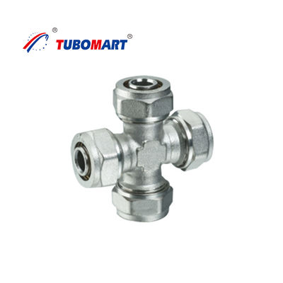 Armatures de compression de tubes Pex en laiton, enduites de chrome