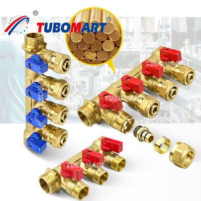 Multiple sortie 1/2 pouce en laiton Pex Manifold 150 Psi avec résistance à haute température