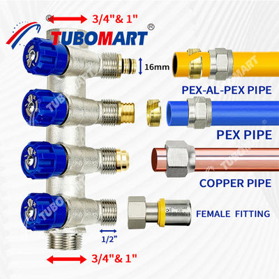 La distribution de l'eau en laiton Pex Manifold 2 - 12 sorties Manifold de plomberie Pex