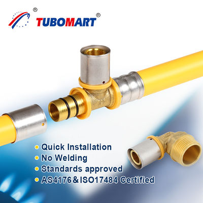 Tubomart approvisionnement en gaz PEX Al PEX tuyau composite matériaux de plomberie au laser jaune tuyau de gaz PEX personnalisé par rouleau