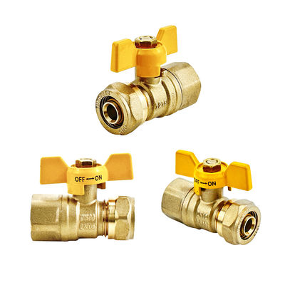 SAI GLOBAL AS4617-2004 Valve à bille en laiton avec certificat SAI et couleur jaune du manche