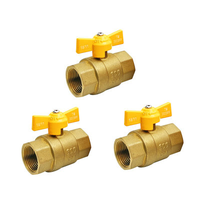 Toutes les tailles standard personnalisées de tuyau de gaz jaune soupape à gaz avec une poignée papillon Options de couleur