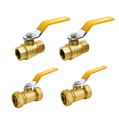 Ventilateurs à billes en laiton pour gaz avec connexion femelle / mâle Manche jaune certifié SAI GLOBAL AS4617-2004
