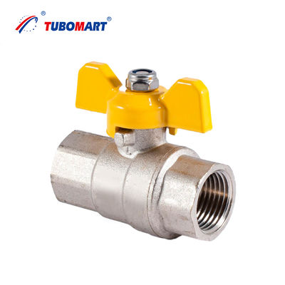 Tubomart Valve Manufacturer 1/2 - 2 pouces Robinet à boisseau sphérique en laiton à deux pièces de haute qualité à double filetage pour conduites de gaz