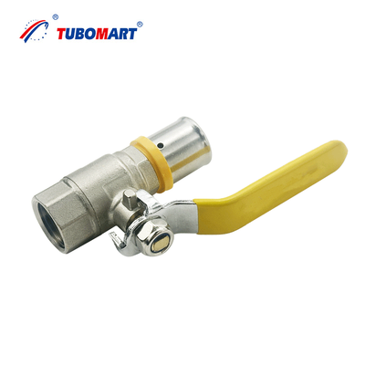 OEM 14-32 mm soupape à bille de gaz pressée en laiton avec poignée longue pour l'utilisation de gaz de tuyauterie PEX AL PEX multicouche