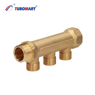 Tubomart OEM Collecteur de laiton Couleur 2-6 façons Manifold de l'eau 36 mm 50 mm tuyau de sol Manifold d'eau de laiton pour le chauffage du sol à domicile