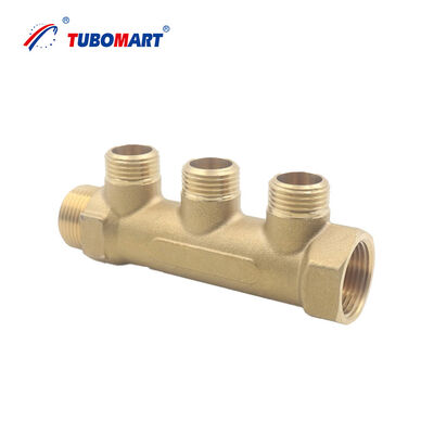 Collecteur Pex flexible avec raccords en laiton assurant le service dans les systèmes de chauffage par rayonnement et de plomberie, garantissant un fonctionnement sans fuite